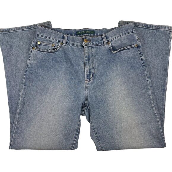 Lauren Jeans Co. Ralph Lauren Petite Light Wash Straight Jeans Women's‎ Size 12P - Picture 1 of 15